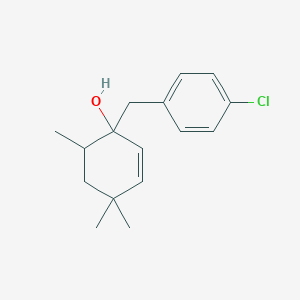 molecular formula C16H21ClO B8508323 1-[(4-Chlorophenyl)methyl]-4,4,6-trimethylcyclohex-2-en-1-ol CAS No. 141098-64-8