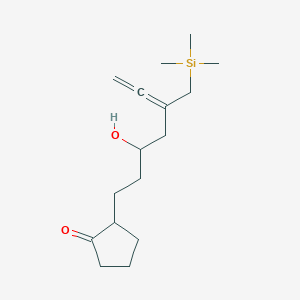 molecular formula C16H28O2Si B8508456 2-(3-Hydroxy-5-trimethylsilanylmethyl-hepta-5,6-dienyl)-cyclopentanone CAS No. 832743-78-9