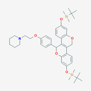 molecular formula C41H57NO5Si2 B8508464 1-(2-{4-[2,8-Bis-(tert-butyl-dimethyl-silyloxy)-5,11-dihydro-chromeno[4,3-c]-chromen-5-yl]-phenoxy}-ethyl)-piperidine CAS No. 554430-39-6