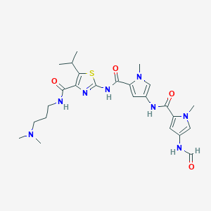 molecular formula C25H34N8O4S B8508570 N-[3-(Dimethylamino)propyl]-2-({[4-({[4-(formylamino)-1-methyl-1H-pyrrol-2-YL]carbonyl}amino)-1-methyl-1H-pyrrol-2-YL]carbonyl}amino)-5-isopropyl-1,3-thiazole-4-carboxamide 