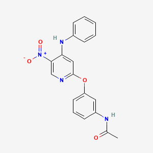 molecular formula C19H16N4O4 B8508658 Acetamide,n-[3-[[5-nitro-4-(phenylamino)-2-pyridinyl]oxy]phenyl]- 