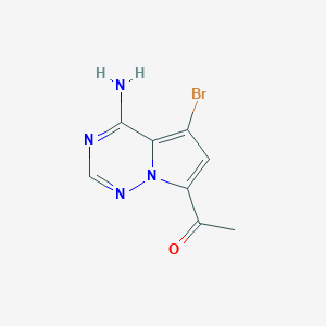 molecular formula C8H7BrN4O B8508686 1-(4-Amino-5-bromopyrrolo[2,1-f][1,2,4]triazin-7-yl)ethanone CAS No. 939968-15-7