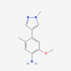 molecular formula C12H15N3O B8508697 2-Methoxy-5-methyl-4-(1-methyl-1H-pyrazol-4-yl)aniline 