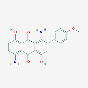 molecular formula C21H16N2O5 B085087 1,5-Diamino-4,8-dihydroxy(4-methoxyphenyl)anthraquinone CAS No. 13698-89-0