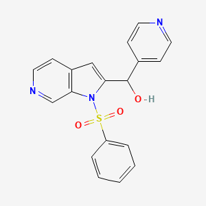 molecular formula C19H15N3O3S B8509000 1h-Pyrrolo[2,3-c]pyridine-2-methanol,1-(phenylsulfonyl)-a-4-pyridinyl- 