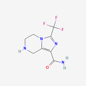 molecular formula C8H9F3N4O B8509059 Imidazo[1,5-a]pyrazine-1-carboxamide,5,6,7,8-tetrahydro-3-(trifluoromethyl)- 