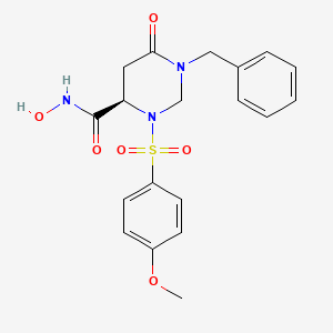 molecular formula C19H21N3O6S B8509371 1-Benzyl-3-(4-methoxy-benzenesulfonyl)-6-oxo-hexahydro-pyrimidine-4-carboxylic acid hydroxyamide 