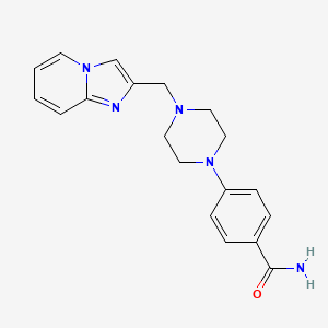 molecular formula C19H21N5O B8509495 Benzamide,4-[4-(imidazo[1,2-a]pyridin-2-ylmethyl)-1-piperazinyl]- 
