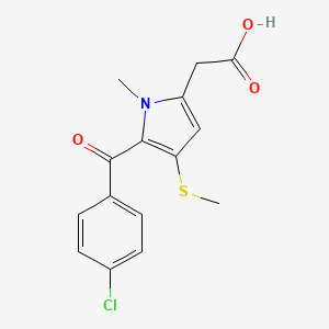 molecular formula C15H14ClNO3S B8509524 [5-(4-Chlorobenzoyl)-1-methyl-4-(methylsulfanyl)-1H-pyrrol-2-yl]acetic acid CAS No. 86186-88-1