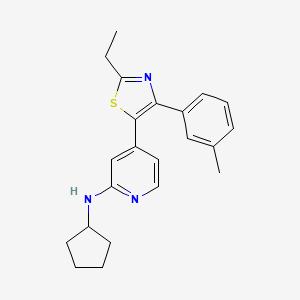 molecular formula C22H25N3S B8509780 N-cyclopentyl-4-[2-ethyl-4-(3-methylphenyl)-1,3-thiazol-5-yl]pyridin-2-amine CAS No. 365429-42-1