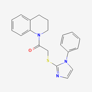 molecular formula C20H19N3OS B8509875 1-(3,4-Dihydro-2H-quinolin-1-yl)-2-(1-phenyl-1H-imidazol-2-ylsulfanyl)-ethanone 