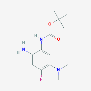 molecular formula C13H20FN3O2 B8509896 Carbamic acid,[2-amino-5-(dimethylamino)-4-fluorophenyl]-,1,1-dimethylethyl ester 