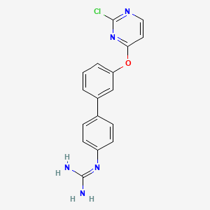 molecular formula C17H14ClN5O B8509949 N''-{3'-[(2-Chloropyrimidin-4-yl)oxy][1,1'-biphenyl]-4-yl}guanidine CAS No. 921625-81-2