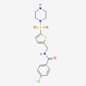 molecular formula C16H18ClN3O3S2 B8509993 Benzamide, 4-chloro-N-[[5-(1-piperazinylsulfonyl)-2-thienyl]methyl]- CAS No. 332414-99-0