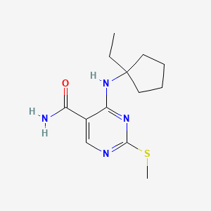 molecular formula C13H20N4OS B8510234 4-(1-Ethylcyclopentylamino)-2-(methylthio)pyrimidine-5-carboxamide 