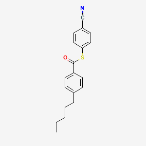 B8510269 Benzenecarbothioic acid, 4-pentyl-, S-(4-cyanophenyl) ester CAS No. 64408-93-1