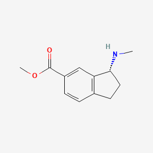 molecular formula C12H15NO2 B8510313 (R)-Methyl 3-(methylamino)-2,3-dihydro-1H-indene-5-carboxylate 