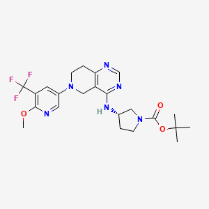 molecular formula C23H29F3N6O3 B8510317 (S)-3-[6-(6-methoxy-5-trifluoromethyl-pyridin-3-yl)-5,6,7,8-tetrahydro-pyrido[4,3-d]pyrimidin-4-ylamino]-pyrrolidine-1-carboxylic acid tert-butyl ester 