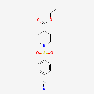 molecular formula C15H18N2O4S B8510318 1-(4-Cyanobenzenesulfonyl)piperidine-4-carboxylic acid ethyl ester 