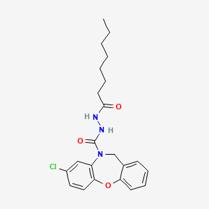 molecular formula C22H26ClN3O3 B8510321 8-Chlorodibenz(b,f)(1,4)oxazepine-10(11H)-carboxylic acid 2-(1-oxooctyl)hydrazide CAS No. 38955-19-0