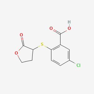 molecular formula C11H9ClO4S B8510328 5-Chloro-2-(2-oxooxolan-3-yl)sulfanylbenzoic acid 