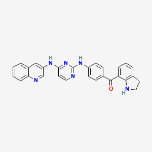 molecular formula C28H22N6O B8510356 Methanone,(2,3-dihydro-1h-indol-7-yl)[4-[[4-(3-quinolinylamino)-2-pyrimidinyl]amino]phenyl]- 