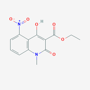 molecular formula C13H12N2O6 B8510435 3-Quinolinecarboxylic acid,1,2-dihydro-4-hydroxy-1-methyl-5-nitro-2-oxo-,ethyl ester 