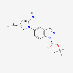 molecular formula C19H25N5O2 B8510444 tert-butyl 5-(5-amino-3-tert-butyl-1H-pyrazol-1-yl)-1H-indazole-1-carboxylate 