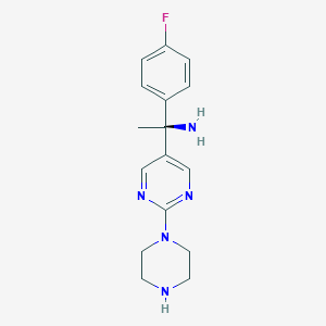 molecular formula C16H20FN5 B8510471 (S)-1-(4-Fluorophenyl)-1-(2-(piperazin-1-yl)pyrimidin-5-yl)ethan-1-amine 