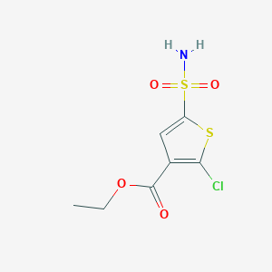 molecular formula C7H8ClNO4S2 B8510509 5-Chloro-4-carboethoxythiophene-2-sulfonamide 