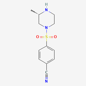 molecular formula C12H15N3O2S B8510638 4-{[(3S)-3-Methyl-1-piperazinyl]sulfonyl}benzonitrile 