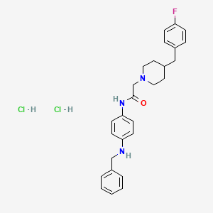 molecular formula C27H32Cl2FN3O B8510652 1-Piperidineacetamide,4-[(4-fluorophenyl)methyl]-n-[4-[(phenylmethyl)amino]phenyl]-,dihydrochloride 