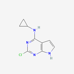 molecular formula C9H9ClN4 B8510701 2-chloro-N-cyclopropyl-7H-pyrrolo[2,3-d]pyrimidin-4-amine 