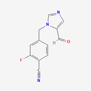 molecular formula C12H8FN3O B8510742 1-(4-Cyano-3-fluorobenzyl)-5-imidazolecarboxaldehyde 