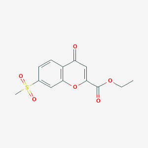 molecular formula C13H12O6S B8510821 ethyl 7-(methylsulfonyl)-4-oxo-4H-chromene-2-carboxylate 