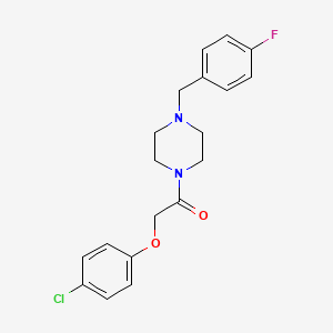 molecular formula C19H20ClFN2O2 B8510842 1-((4-Chlorophenoxy)methyl)carbonyl-4-(4-fluorobenzyl)piperazine 