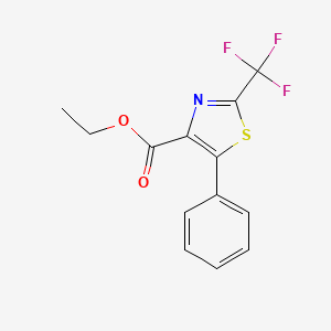molecular formula C13H10F3NO2S B8511111 4-Thiazolecarboxylic acid, 5-phenyl-2-(trifluoromethyl)-, ethyl ester 