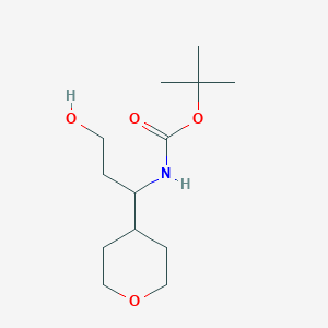 molecular formula C13H25NO4 B8511219 Tert-butyl (3-hydroxy-1-(tetrahydro-2H-pyran-4-yl)propyl)carbamate 