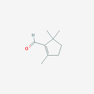 molecular formula C9H14O B8511344 2,5,5-Trimethylcyclopent-1-enecarbaldehyde 