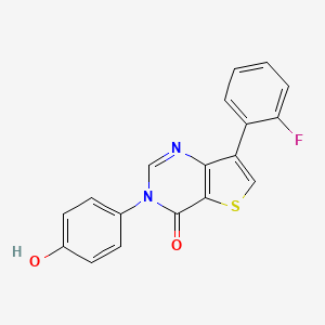 molecular formula C18H11FN2O2S B8511406 7-(2-Fluorophenyl)-3-(4-hydroxyphenyl)thieno[3,2-d]pyrimidin-4(3H)-one 