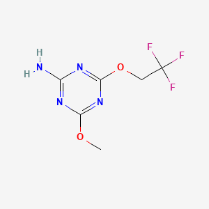 molecular formula C6H7F3N4O2 B8511460 1,3,5-Triazin-2-amine, 4-methoxy-6-(2,2,2-trifluoroethoxy)- CAS No. 101338-14-1