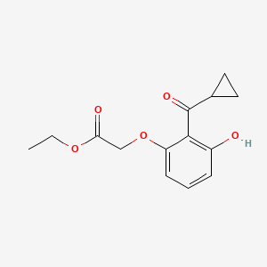 molecular formula C14H16O5 B8511597 (2-Cyclopropanecarbonyl-3-hydroxy-phenoxy)-acetic acid ethyl ester 
