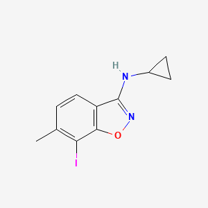molecular formula C11H11IN2O B8511715 N-cyclopropyl-7-iodo-6-methylbenzo[d]isoxazol-3-amine 