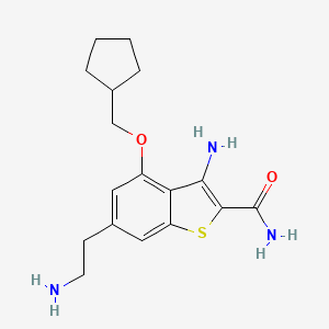 molecular formula C17H23N3O2S B8511958 Benzo[b]thiophene-2-carboxamide,3-amino-6-(2-aminoethyl)-4-(cyclopentylmethoxy)- 