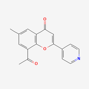 molecular formula C17H13NO3 B8511966 8-acetyl-6-methyl-2-(4-pyridinyl)-4H-1-benzopyran-4-one 