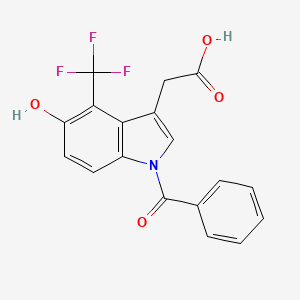 molecular formula C18H12F3NO4 B8512001 1h-Indole-3-acetic acid,1-benzoyl-5-hydroxy-4-(trifluoromethyl)- 