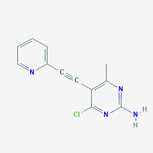 molecular formula C12H9ClN4 B8512049 4-Chloro-6-methyl-5-pyridin-2-ylethynyl-pyrimidin-2-ylamine 