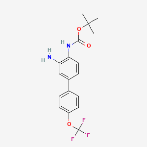 molecular formula C18H19F3N2O3 B8512162 Carbamic acid,[3-amino-4'-(trifluoromethoxy)[1,1'-biphenyl]-4-yl]-,1,1-dimethylethyl ester 