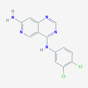 molecular formula C13H9Cl2N5 B8512321 Pyrido[4,3-d]pyrimidine-4,7-diamine,n4-(3,4-dichlorophenyl)- 