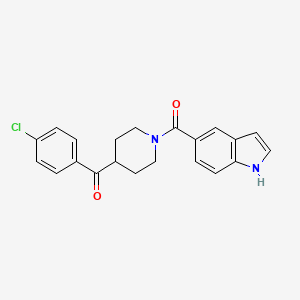 molecular formula C21H19ClN2O2 B8512348 Piperidine,4-(4-chlorobenzoyl)-1-(1h-indol-5-ylcarbonyl)- 